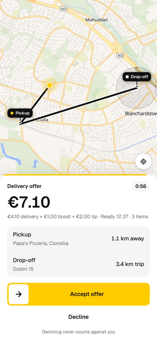 A delivery offer in Dublin 15 in Delo Driver
